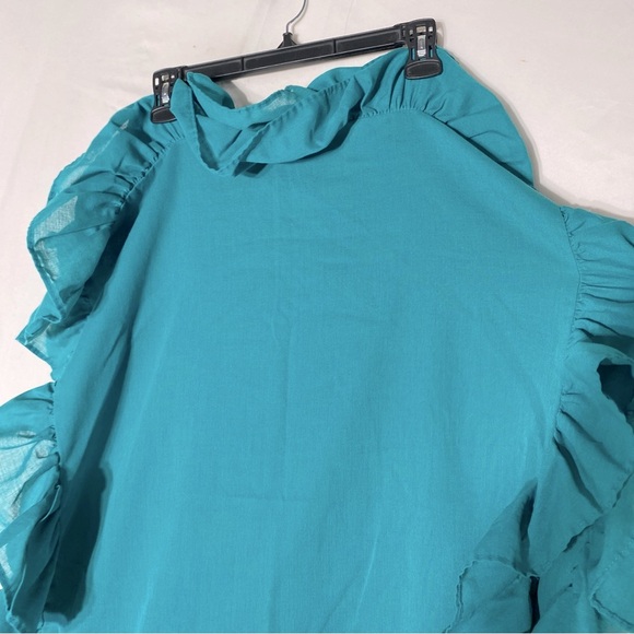 Vintage 90s Teal Pillowcases With Ruffle Trim x2 - Picture 11 of 16